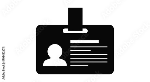 A stark black icon depicts an identification badge with a person s head representing access and identity silhouette