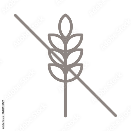 Grey gluten free symbol, simple, outline, adjustable stroke
