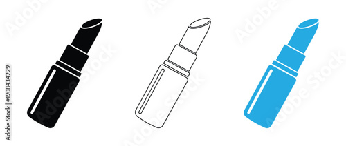 Vibrant lipstick tubes in black, white, and blue for beauty and fashion