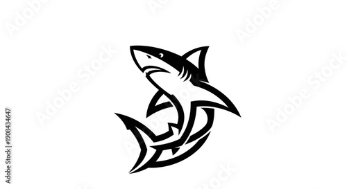 Shark illustration in black and white