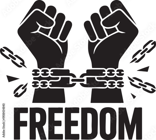 Fists breaking chains, freedom symbol, protest, liberation, struggle, justice, power, hope, emancipation, human rights