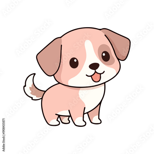 Cute Puppy Dog Cartoon Kawaii Style Illustration Vector