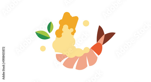 Shrimp illustration on white background
