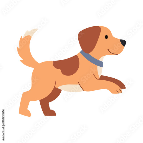 Running Dog Flat Vector Illustration Isolated
