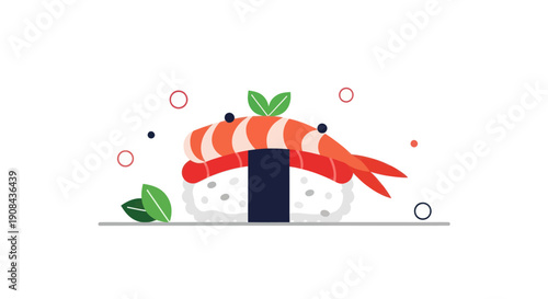 Shrimp sushi illustration on white background
