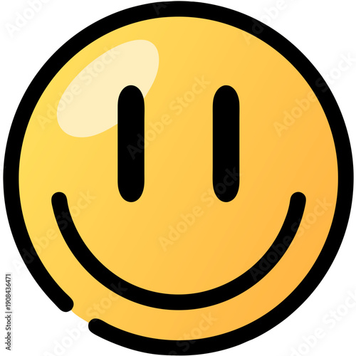 Bright Yellow Smiley Face Vector Illustration with Cheerful Expression, Flat Design Style for Positive Communication, Social Media, and Digital User Interface Design
