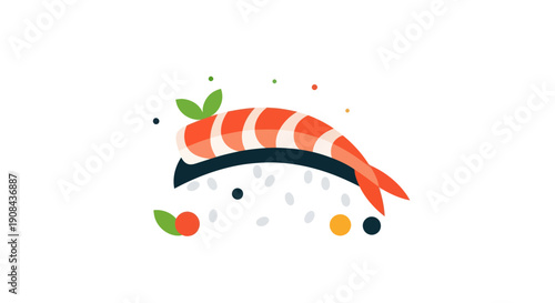 Shrimp sushi illustration on white background