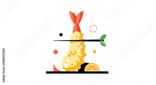 Shrimp tempura illustration on white background