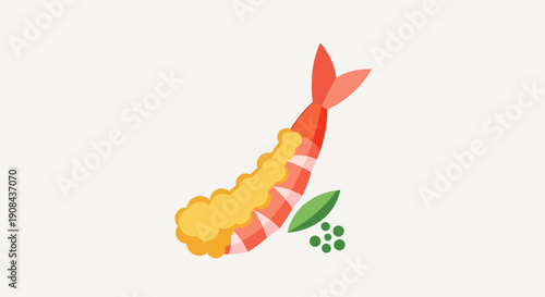 Shrimp tempura illustration on white background