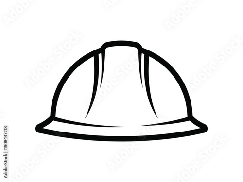Simple vector illustration of a black and white construction hard hat, safety equipment symbol