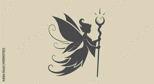 Silhouette of a fairy with a magic wand