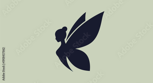 Silhouette of a fairy with large wings