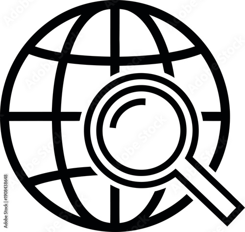 Globe with magnifying glass earth search