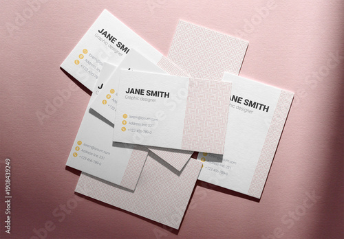 Real photo of business cards for mockup on Pink Background