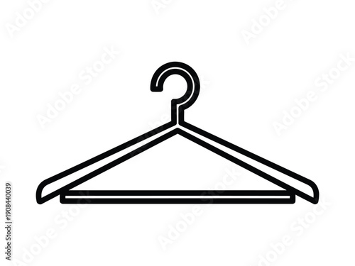Minimalist line drawing of a clothing hanger, representing fashion, retail, and organization