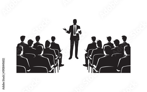 Professional Business Presentation Silhouette Vector Illustration for Education and Corporate Training