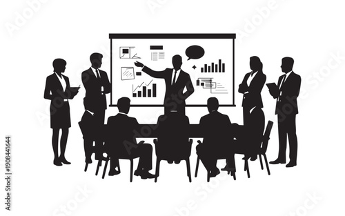 Minimalist Vector Silhouette Business Meeting Presentation Professional Mood Illustration