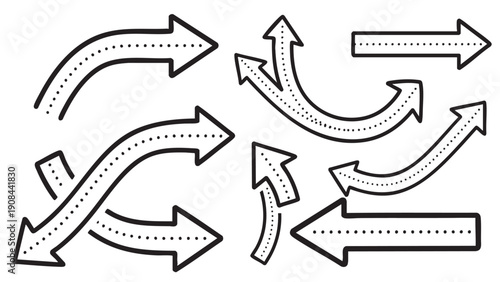 Collectionofcurvedandstraightarrowsvectoriconsisolated
