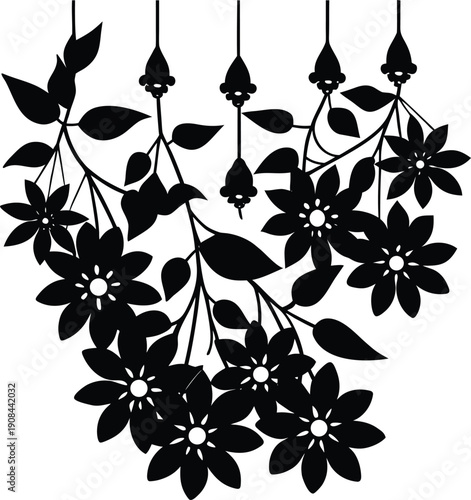 Hanging flowers silhouette illustration