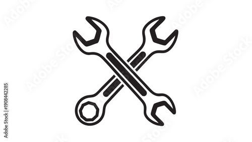 Crossed wrenches icon isolated for tools and repair illustration