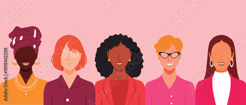 Diverse group of women celebrating international women's day