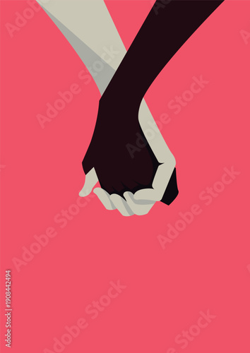 Diverse couple holding hands showing love and unity