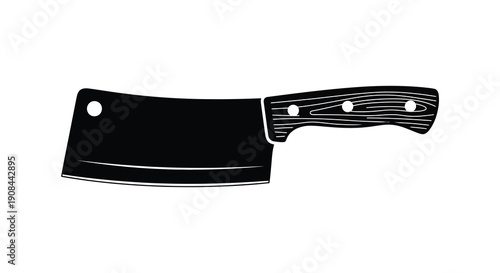 A stark black silhouette of a cleaver showcasing its blade and handle design a culinary tool silhouette
