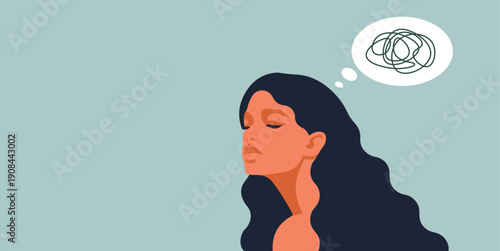 Woman experiencing mental overwhelming thoughts and anxiety