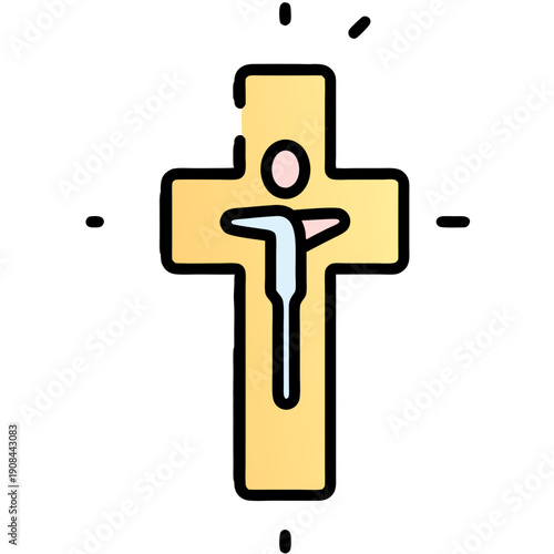 Christian Cross Crucifixion Vector Illustration with Flat Design Style Religious Symbol for Faith, Spirituality, and Worship Concepts.
