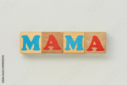 Minimalist wooden block composition MAMA
