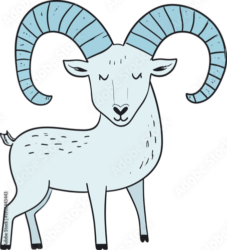 Vector isolated illustration of the zodiac sign Aries cartoon.