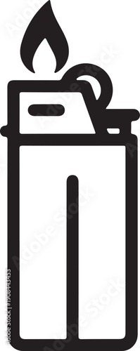 Disposable Lighter Line Icon Modern Pocket Lighter Vector Illustration