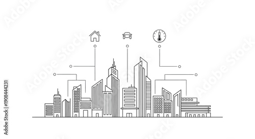 Futuristic Smart Buildings with Varying Heights Urban Architecture