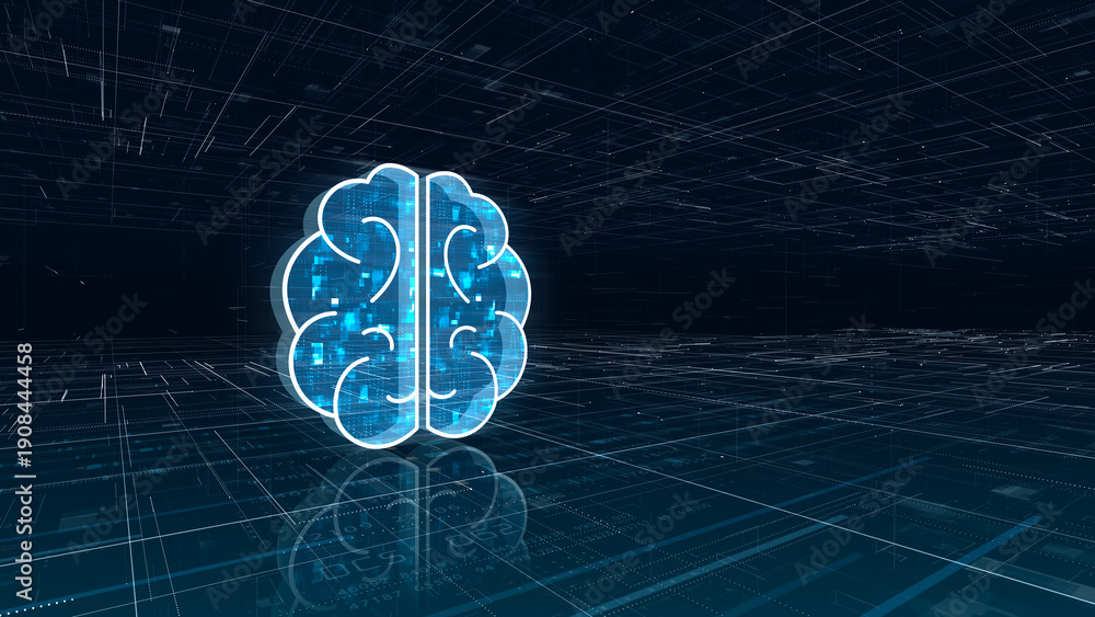 Φωτογραφία Digital brain icon representing artificial intelligence and data driven technolo