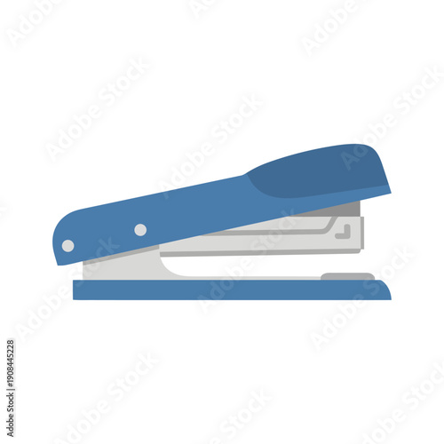 Sleek blue office stapler illustration, an essential stationery item for efficient document binding and secure paper organization, symbolizing workplace productivity