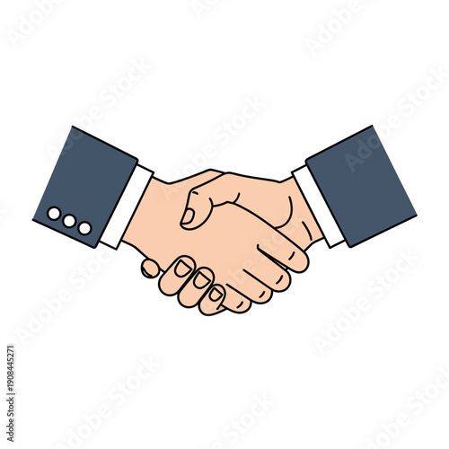 Two hands shaking in a professional handshake symbolizing agreement, partnership, and successful business deal completion, signifying trust and collaboration