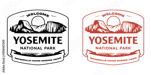 Yosemite monoline vintage outdoor badge design