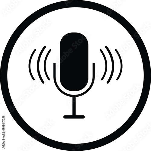 Podcast Microphone and Audio Sound Wave Vector Icon Set