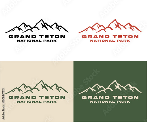 фотографія grand teton monoline vintage outdoor badge design