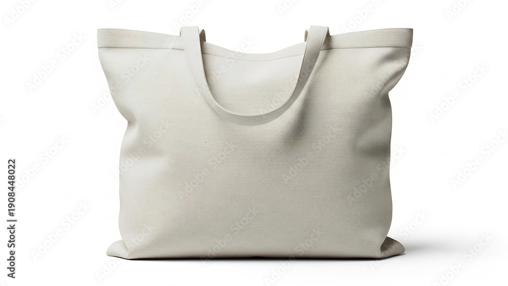 Obraz premium Simple and elegant white canvas tote bag, perfect for everyday use and shopping.