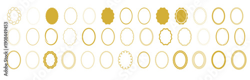 Golden Vertical Oval Border. Basic Shapes Oval Monogram frame. Basic Shapes. Oval Logo. Emblem