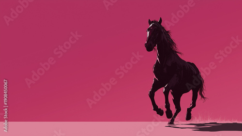 Horse Silhouette On Minimal Color Background
