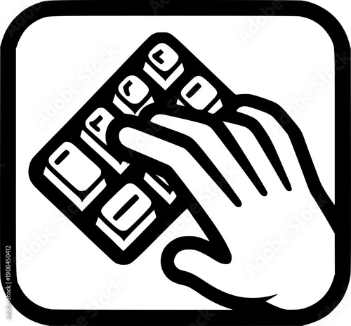 Abstract Calculator Illustration: A graphic representation of a hand interacting with a calculator interface, evoking concepts of calculation and computation. 