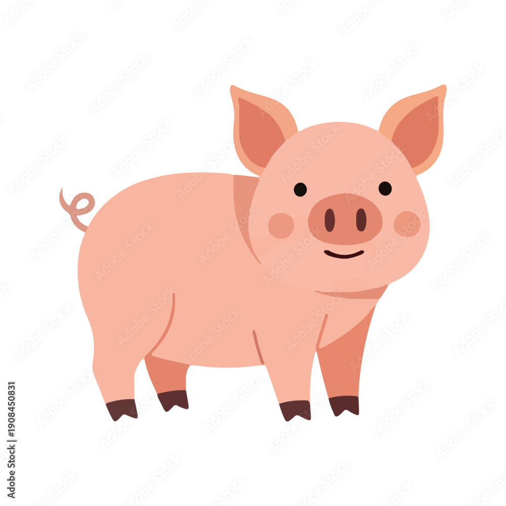 Fototapeta premium Cute Pig Vector Illustration Simple Style Farm Animal Graphic