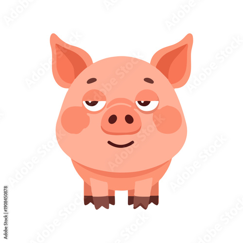 Cute Tired Piglet Vector Illustration Cartoon Farm Animal Character
