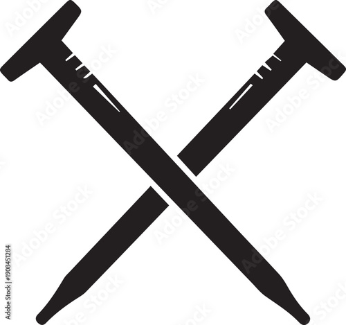 Crossed nails silhouette, symbolic illustration of sacrifice and crucifixion, vector