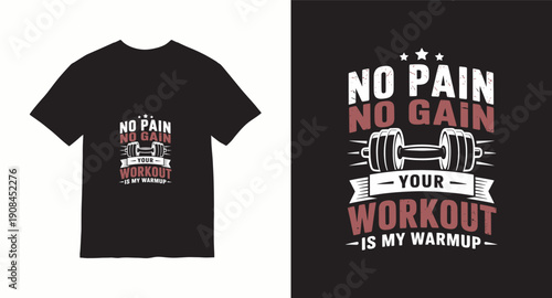 Your workout is my warmup t-shirt design featuring distressed vintage typography and barbell icon