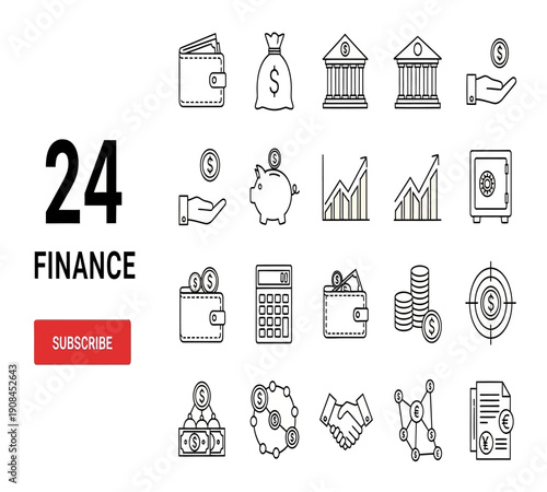 Financial icons set including money banking investment and economic growth illustrations high quality professional detailed modern