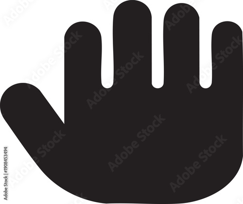 Black hand silhouette with rounded fingers white isolated