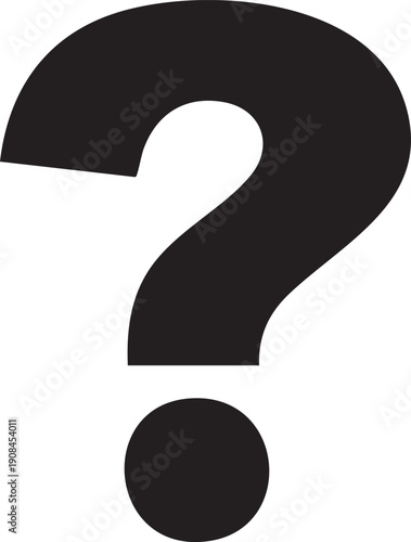Black question mark symbol on white background punctuation